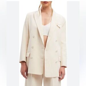 New! Bardot Off-White Double-Breasted Blazer